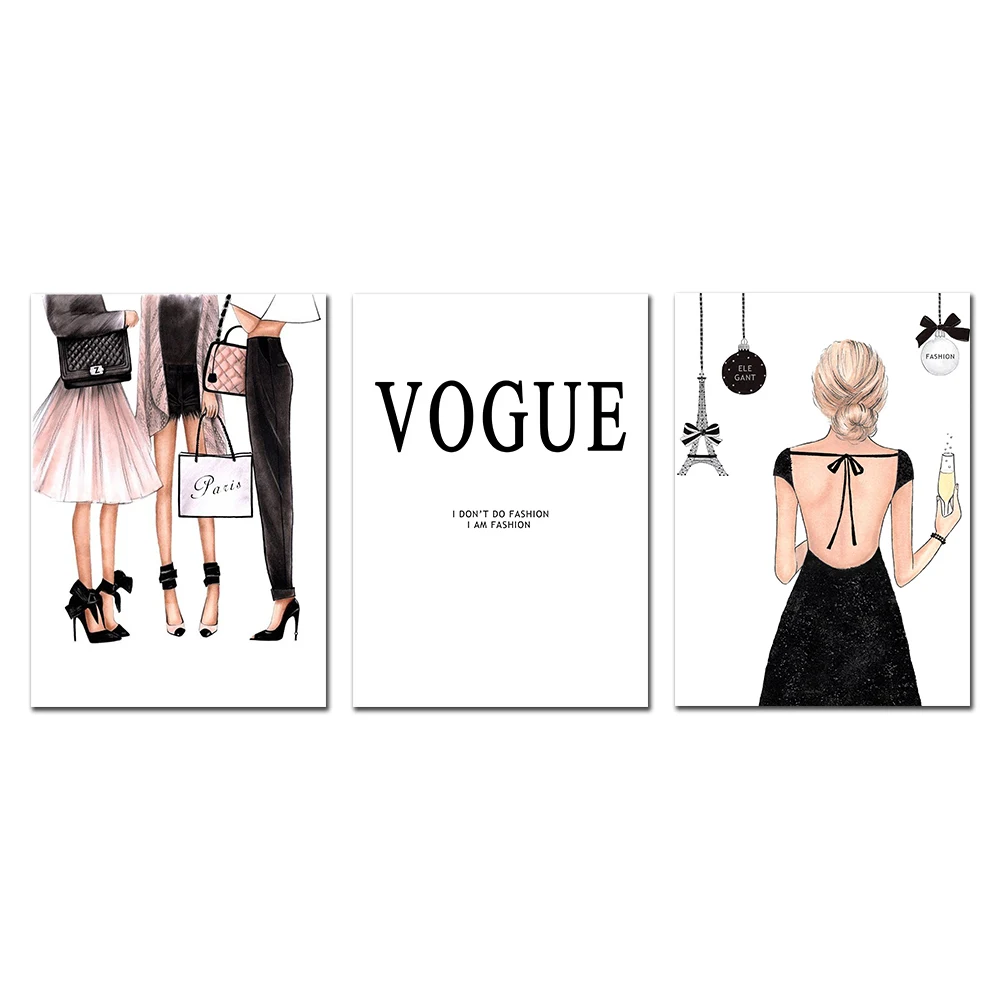 Модный холст постер Vogue скандинавские принты настенные художественные картины на холсте Vogue постер современное искусство, принт настенные картины для декора спальни - Цвет: 5-3PCS