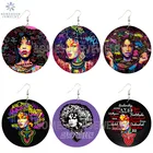 SOMESOOR африканская кудрявая королева, африканская Дива, деревянные серьги-подвески, черные высказывания, печатные петли, Висячие ювелирные изделия для женщин, подарки