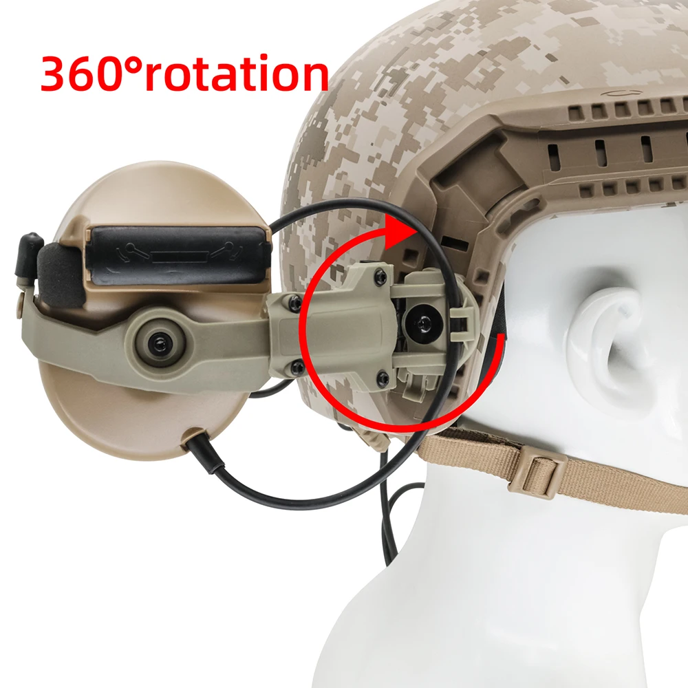 Electronic Earmuff Airsoft Shooting Headset COMTAC II III Hearing Protection Tactical Headset Accessorie ARC Helmet Rail Adapter