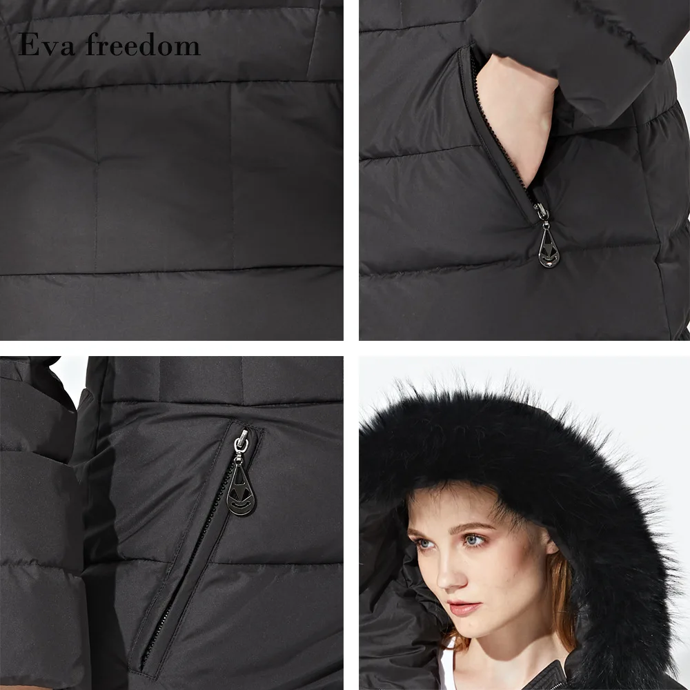 Женская зимняя куртка с натуральным мехом енота на капюшоне Корейская Толстая