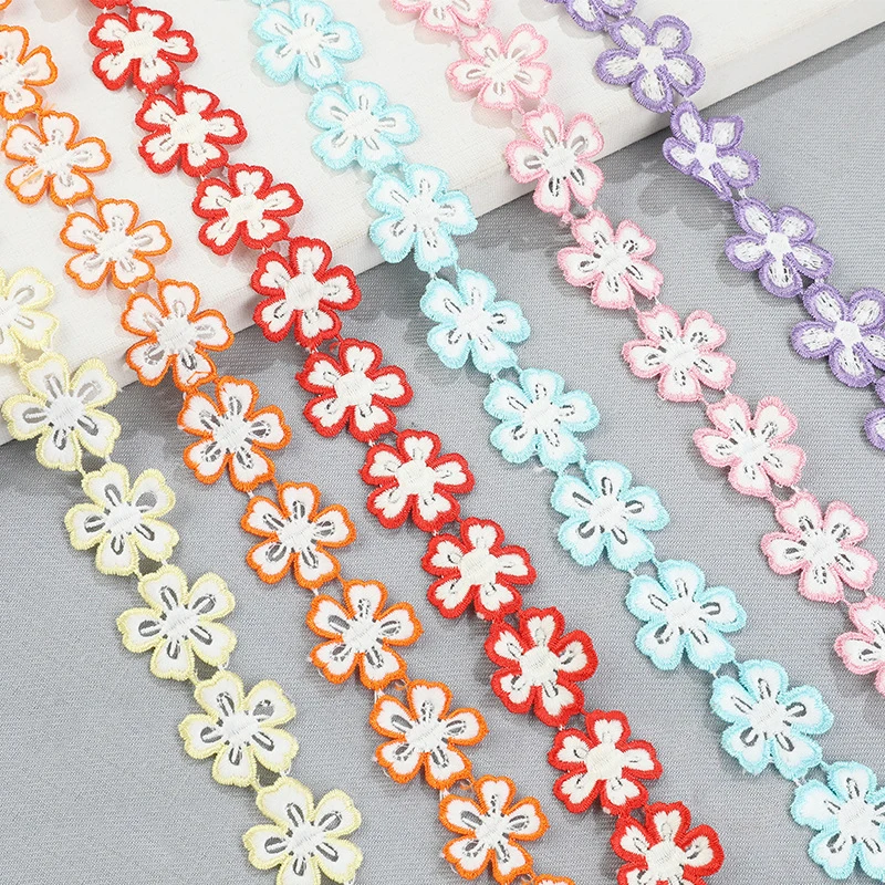 3 yards Embroidery Plum Blossom Flower Lace Trim Ribbon Diy Craft Clothing Sewing Decoration Materials | Дом и сад