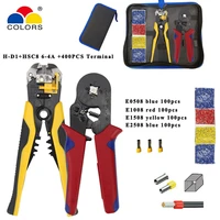 crimping stripp cutting pliers tools kit hsc8 6 4a 23 7awg with tubular terminals 400pcsbox electrical crimping tool clamp set