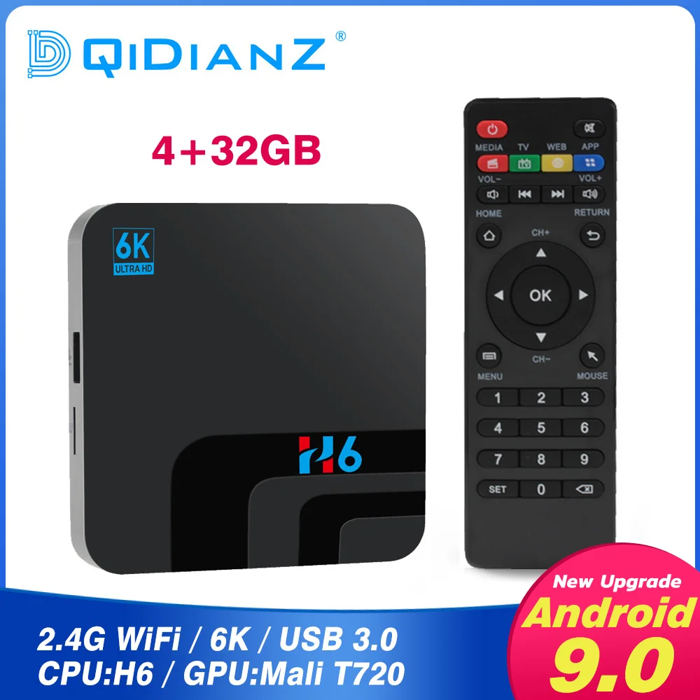 H6 Android 9 0 Смарт ТВ коробка Allwinner 64 бит четырехъядерный android TV 6K HD телеприставка