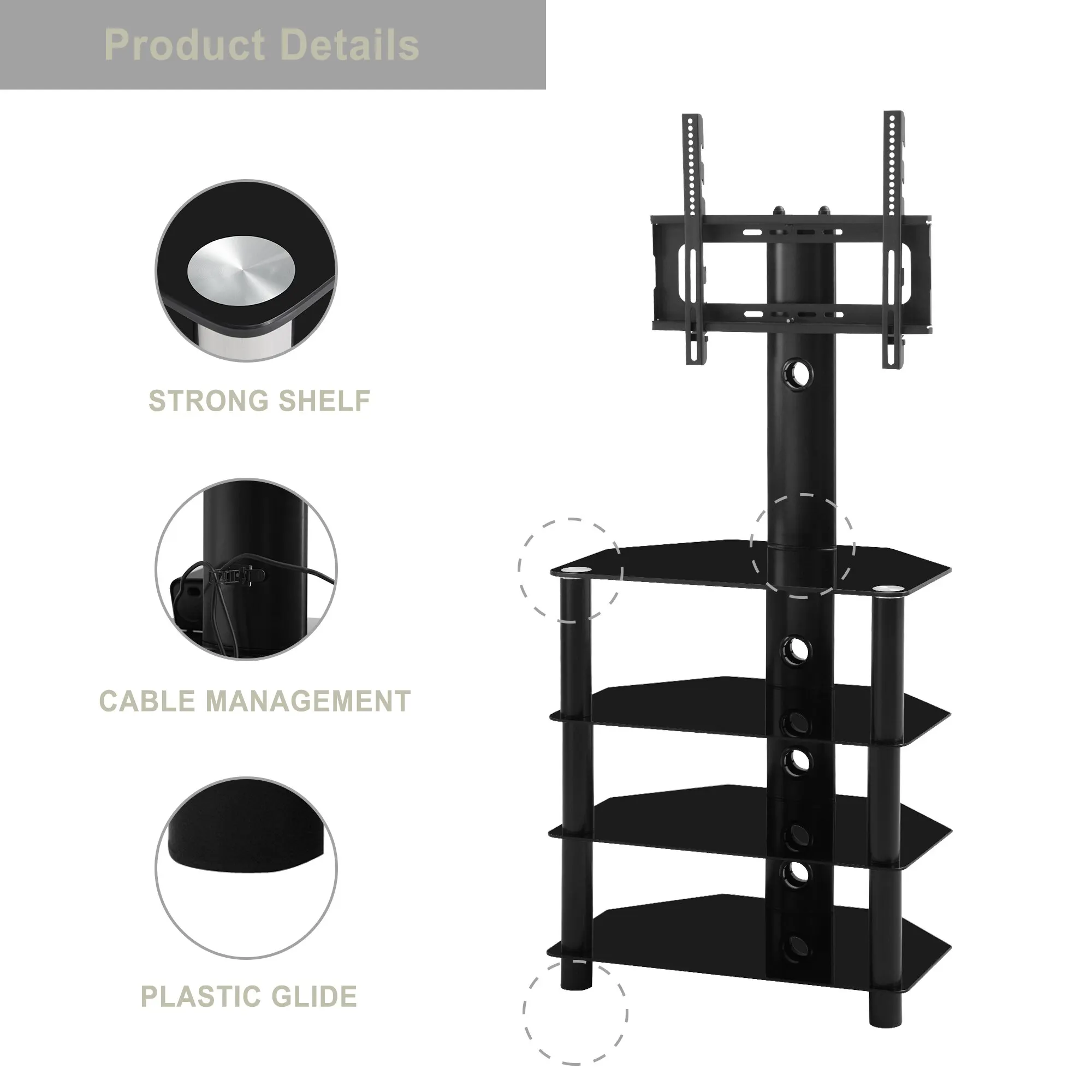 Регулируемые напольные монитор ТВ высота подставки угол металлический каркас