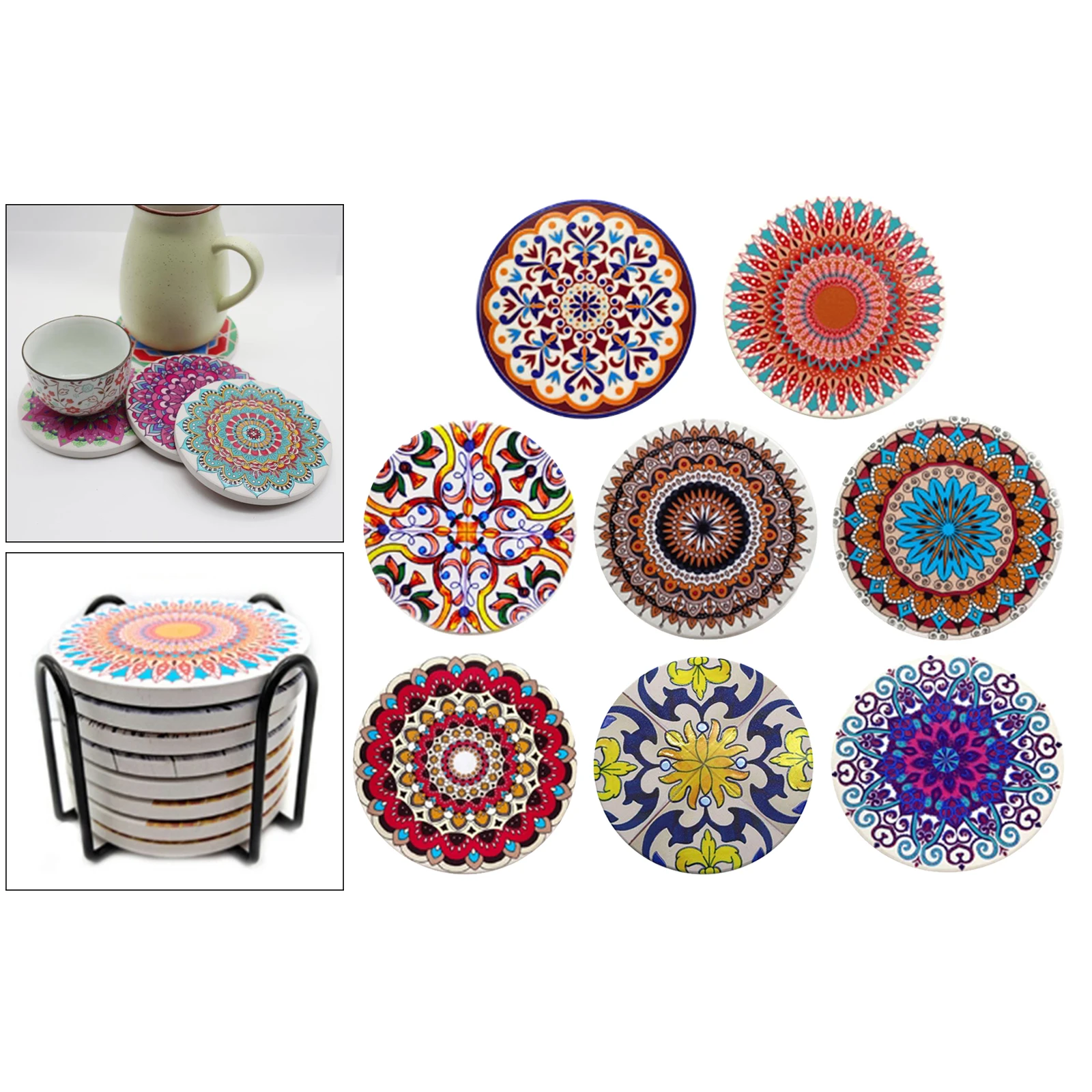 

Набор из 6/8 керамических круглых подставок, салфеток и держателя