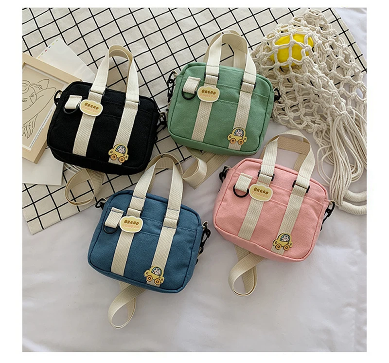 

Bags For Women Canvas Diagonal Bag Youth Fashion Casual Ladies Cartoon Letter Shoulder Bag Solid Color Ladies Messenger Bag