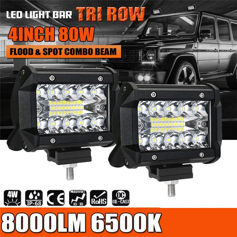 

4 Inch 60W LED Work Light Bar Fog Lamp Off Road Driving Lights Waterproof Spot Bulb LED Cubes Car SUV ATV Off-Road Headlights