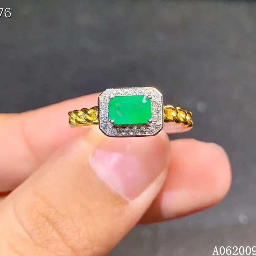 

KJJEAXCMY fine jewelry 925 sterling silver inlaid natural emerald new ring noble girl's ring support test hot selling