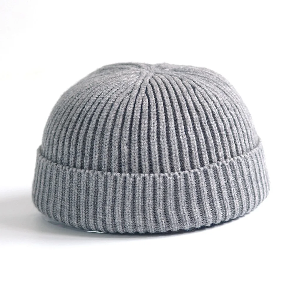 

Men Women Fashion Knitted Hats Boy Skullcap Male Beanie Winter Retro Brimless Baggy Melon Cap Cuff Docker Fisherman Accessories