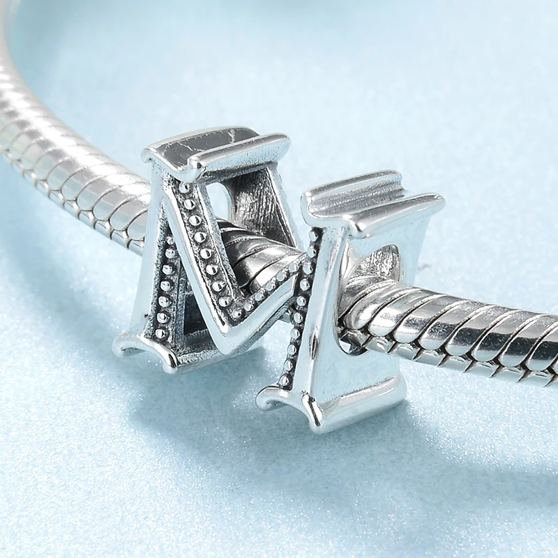 Бусины шармы из серебра 925 пробы с буквами м|Ювелирные шармы| |