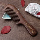 Гребень для резьбы по дереву QSHAVE сандаловые гребни, Антистатическая Расческа для бороды, Стайлинг волос ручной работы, с широкими зубцами и узкими зубцами