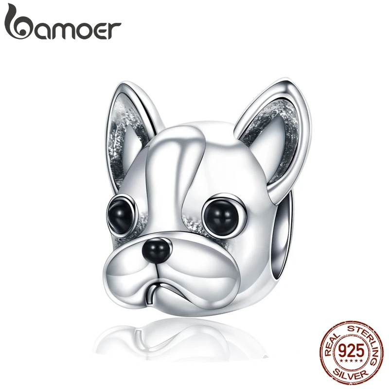 BAMOER 925 пробы серебряные ЛОЯЛЬНЫЕ партнеры Французский Бульдог собачка Животное Бусины Подходят для женщин очаровательные браслеты собака DIY Ювелирные изделия SCC315