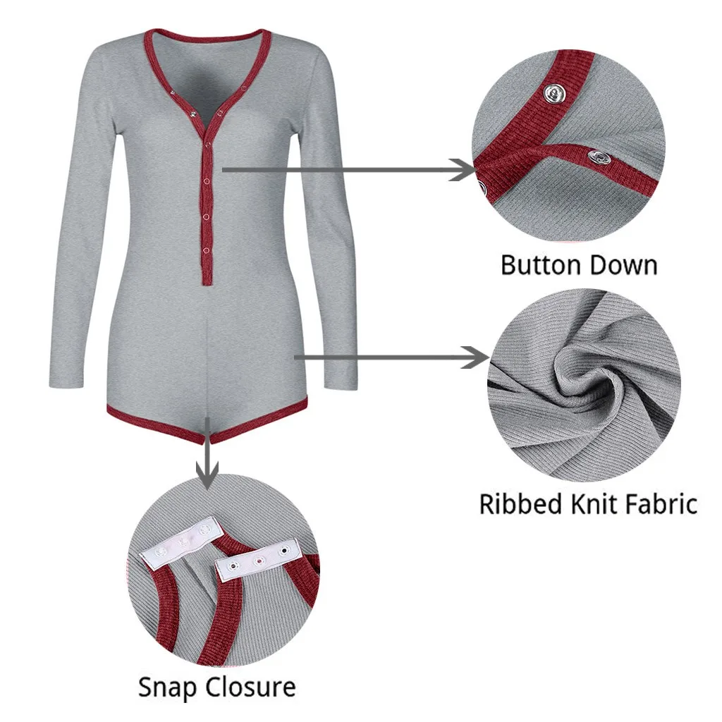 Женские вязаные комбинезоны с длинным рукавом глубоким v-образным вырезом