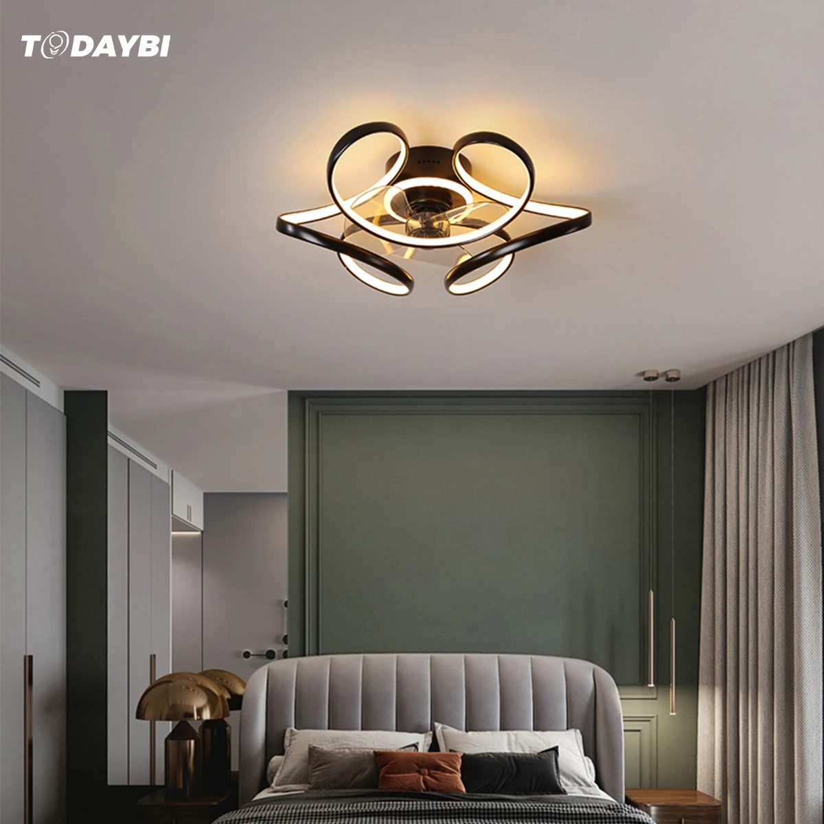 Потолочный светильник с вентилятором современный минималистичный круглый