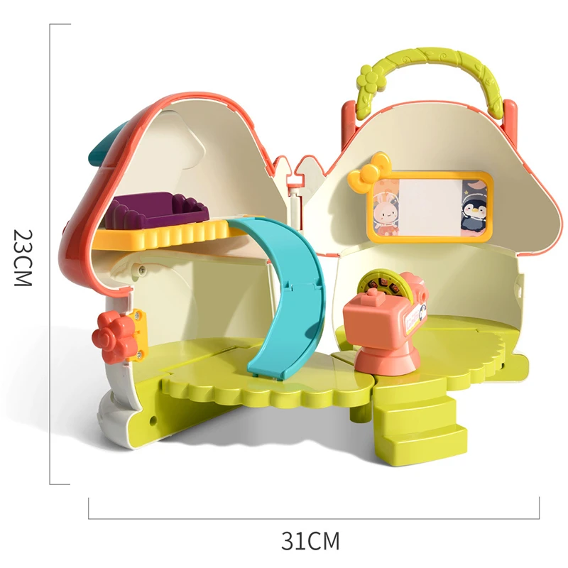 

Mushroom House Kindergarten Simulation Scene Puzzle Girl Pretend Play Toy Set Portable Multifunctional House Early Education Toy