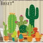 Водонепроницаемая занавеска для душа с тропическим КАКТУСОМ, 12 крючков