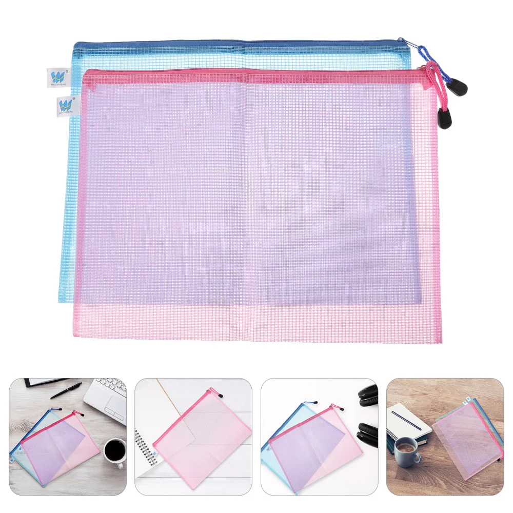 

2 Pcs Student Mesh Pencil Pouches Test Pen Storage Bags Stationery Organizers