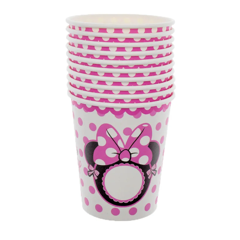 60 шт. розового цвета с Минни Маус бумажную тарелку салфетки для стаканчиков