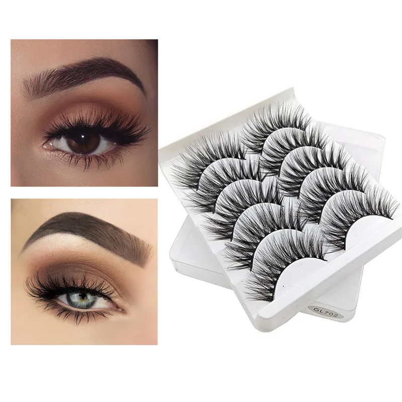 5 пар ручной работы Объемные Накладные ресницы многоразовые норковые волосы