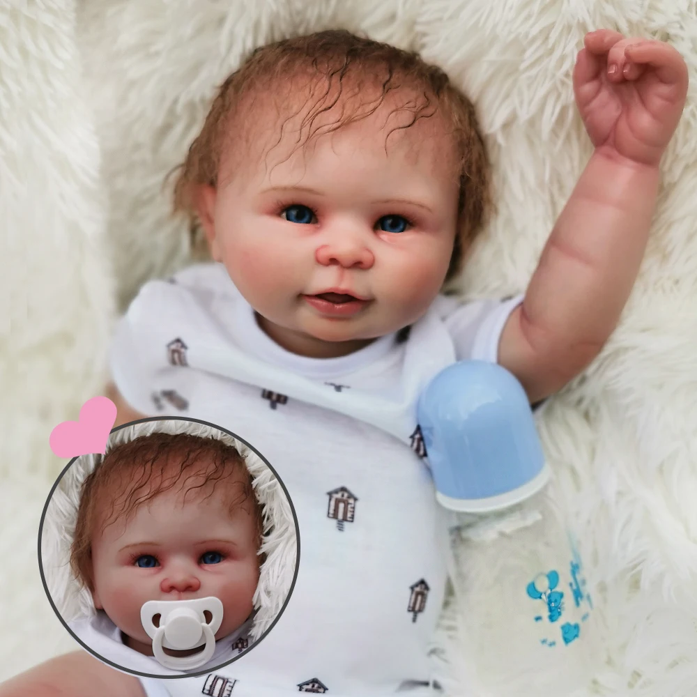 

Full silicone reborn baby doll 20" Exquisite collection bebe reborn alive newborn dolls detailed paint kids playmate doll gift