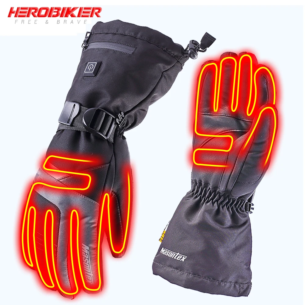 Heating Gloves Winter Cycling Motorcycle Gloves Skiing Waterproof Touch Screen Electric heating Guantes Battery Powered Hiking