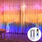 Светодиодсветильник сказочная гирлянда на окно, радужная занавеска Рождественский шнурок с USB-разъемом для спальни, украшение для гостиной, 1,5*23*2,8 м