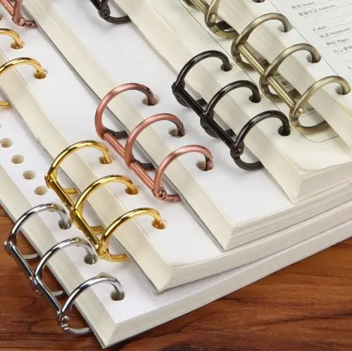 

2pcs Metal Plated Loose Leaf Book Binder Hinged Ring Binding Rings Nickel Desk Calendar Circle 3 rings For Card Key Album