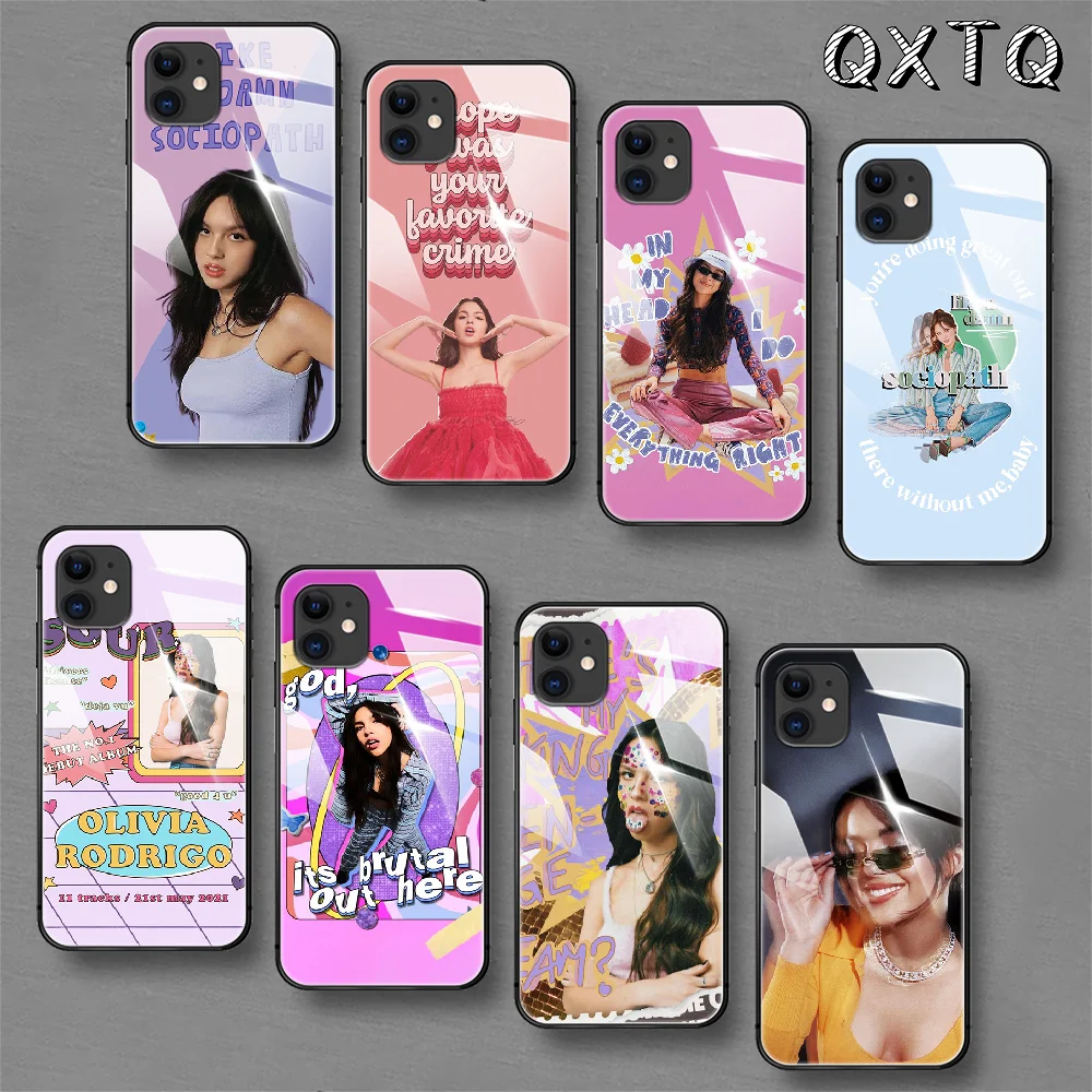 

Olivia Rodrigo Pop Star Tempered Glass Phone Case For IPhone 5 6 7 8 11 12 13 S SE X Xs Xr Plus Pro Max IPhone13 Mini Cover Cell