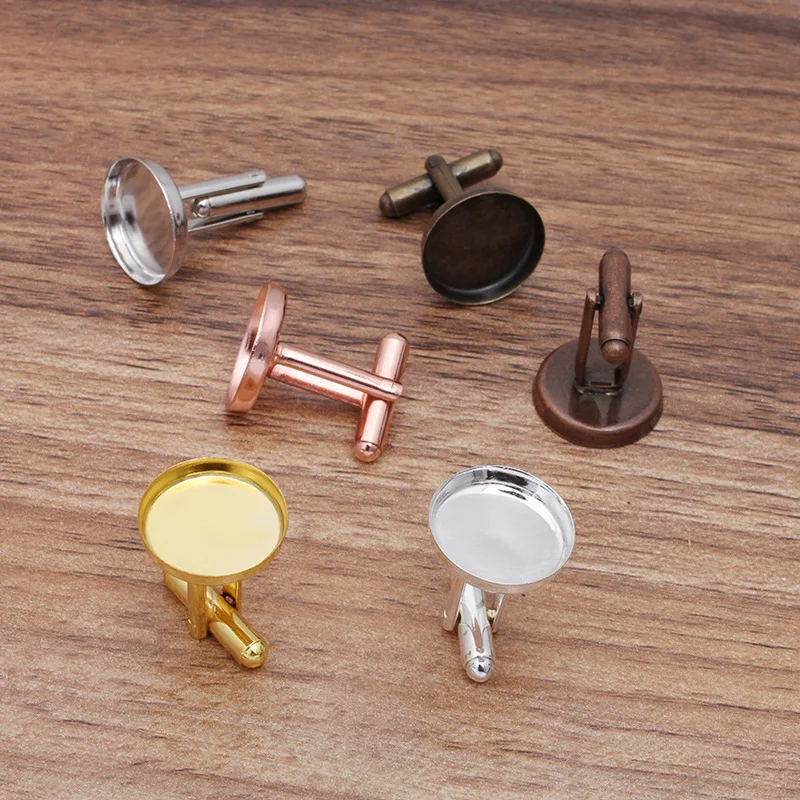 Пустые круглые запонки с кабошоном 15 мм 16 фурнитура сделай сам глубокой стенкой