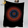 BlessLiving Floral Mandala Bed Blanket Colorful Fluffy Blanket Bohemian Sherpa Fleece Blanket Boho Flower Black Mantas De Cama 1