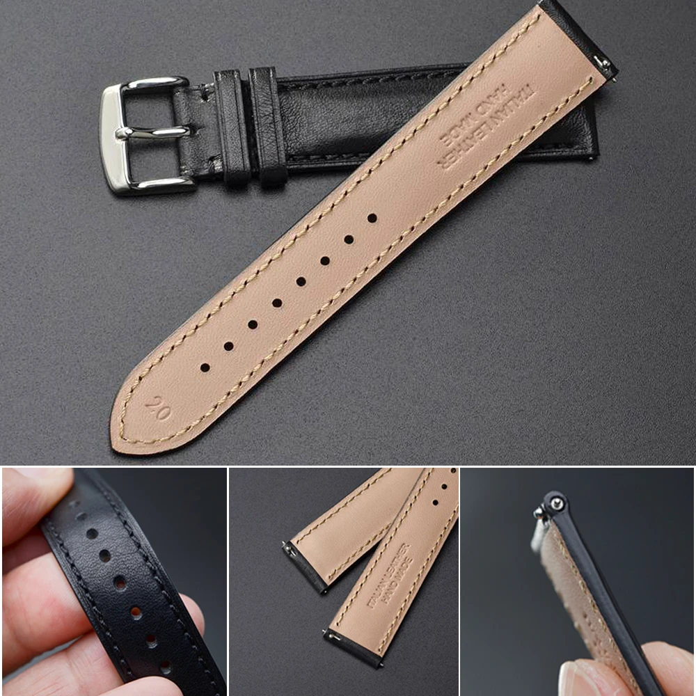 Anbeer Leather Watchband 18mm 20mm 22mm Full Grain Quick Release Watch Strap Band, Men Women Elegant Replacement Bracelet Belt