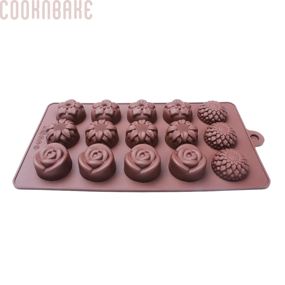 COOKNBAKE цветок силиконовые формы шоколада 15 полости кубика льда конфеты