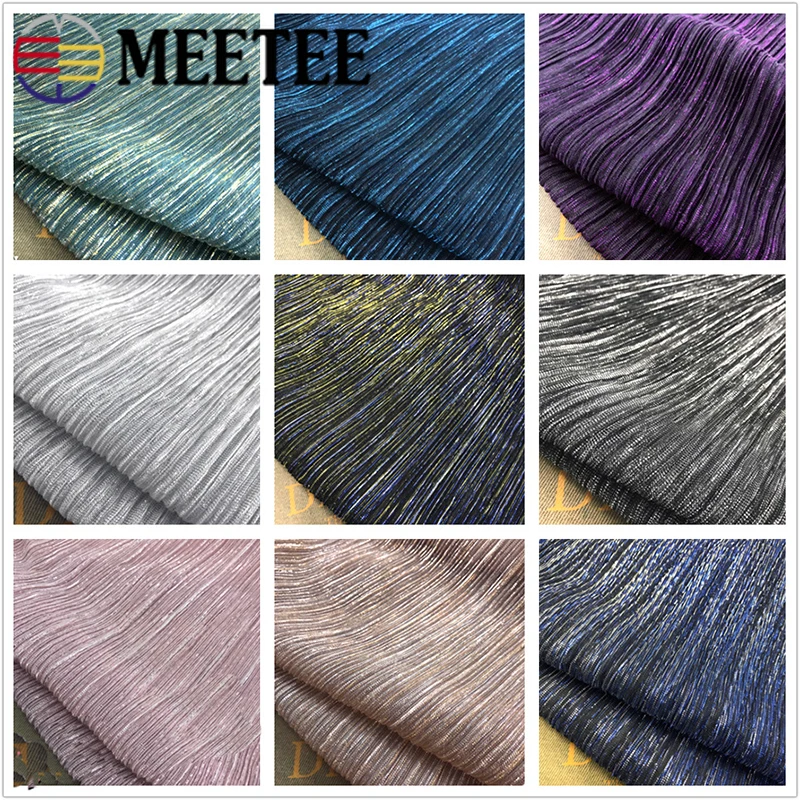 

Meetee 100/200X150cm Gradient Starry Sky Pleated Mesh Fabric Blended Knitted Sparkly Fabric for Skirt DIY Clothes Sew Material