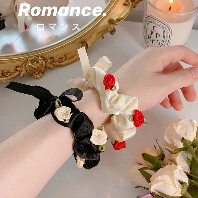 Женские резинки для волос с трехмерным цветком розы резинка эластичная девочек