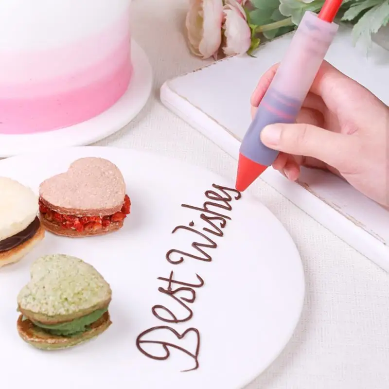 

Silicone Food Writing Pen Cake Mold Cream Cup Decorating Tool Cookie Icing Piping Writing Pen With 4PCS Nozzle Kitchen Accessory