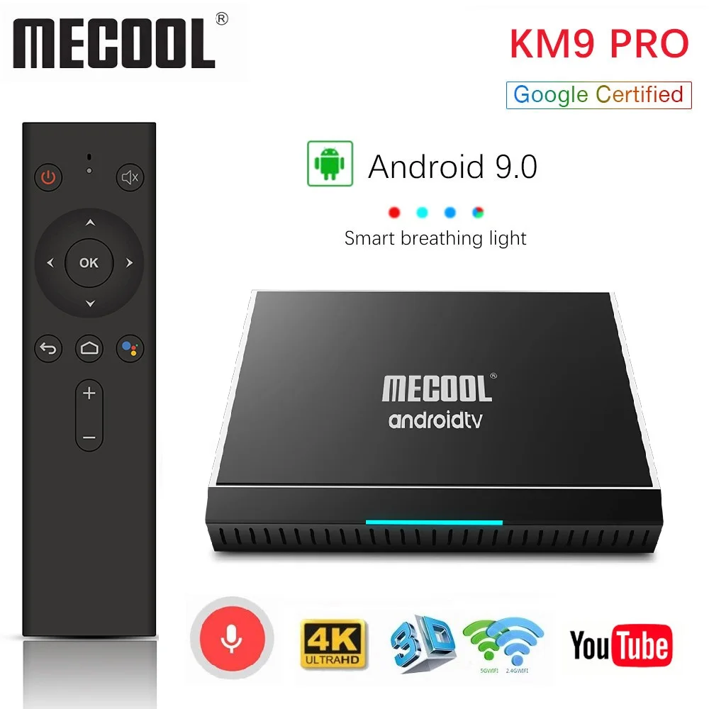 ТВ приставка MECOOL KM9 Pro Android 9 0 сертификат Google 4 Гб 32 ГБ Amlogic S905X2 KM3 ATV 64 4K двойной Wi Fi