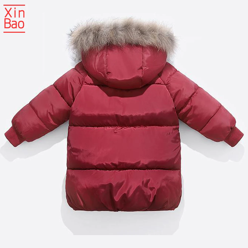 XINBAO/ детское теплое зимнее пальто с капюшоном из искусственного меха для маленьких мальчиков и девочек, куртка, пальто Детская верхняя одежда длинная одежда для подростков