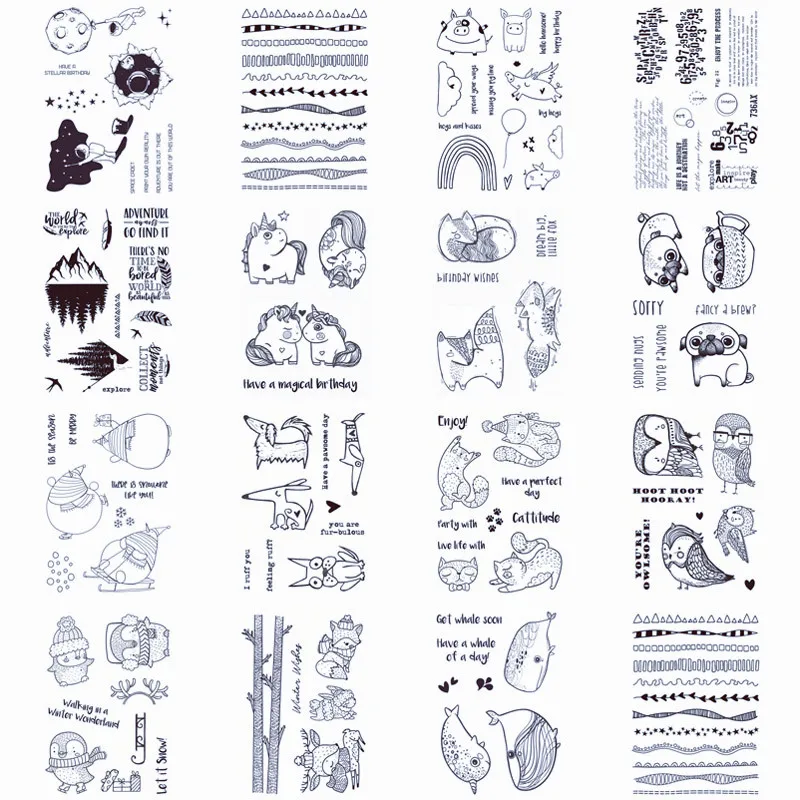 Праздничные Пингвины свинки Совы глупые Снеговики астронавты Приключения прозрачный штамп прозрачные штампы для «сделай сам» Скрапбукинг карточка для рукоделия