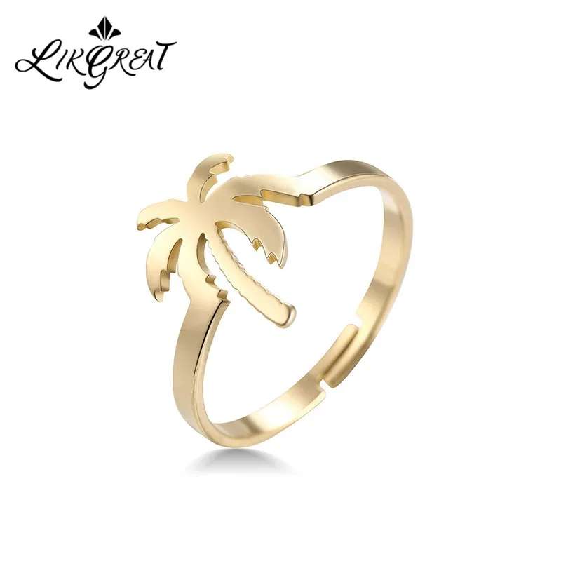 LIKGREAT кольцо из нержавеющей стали кокосовое дерево золотой серебряный цвет