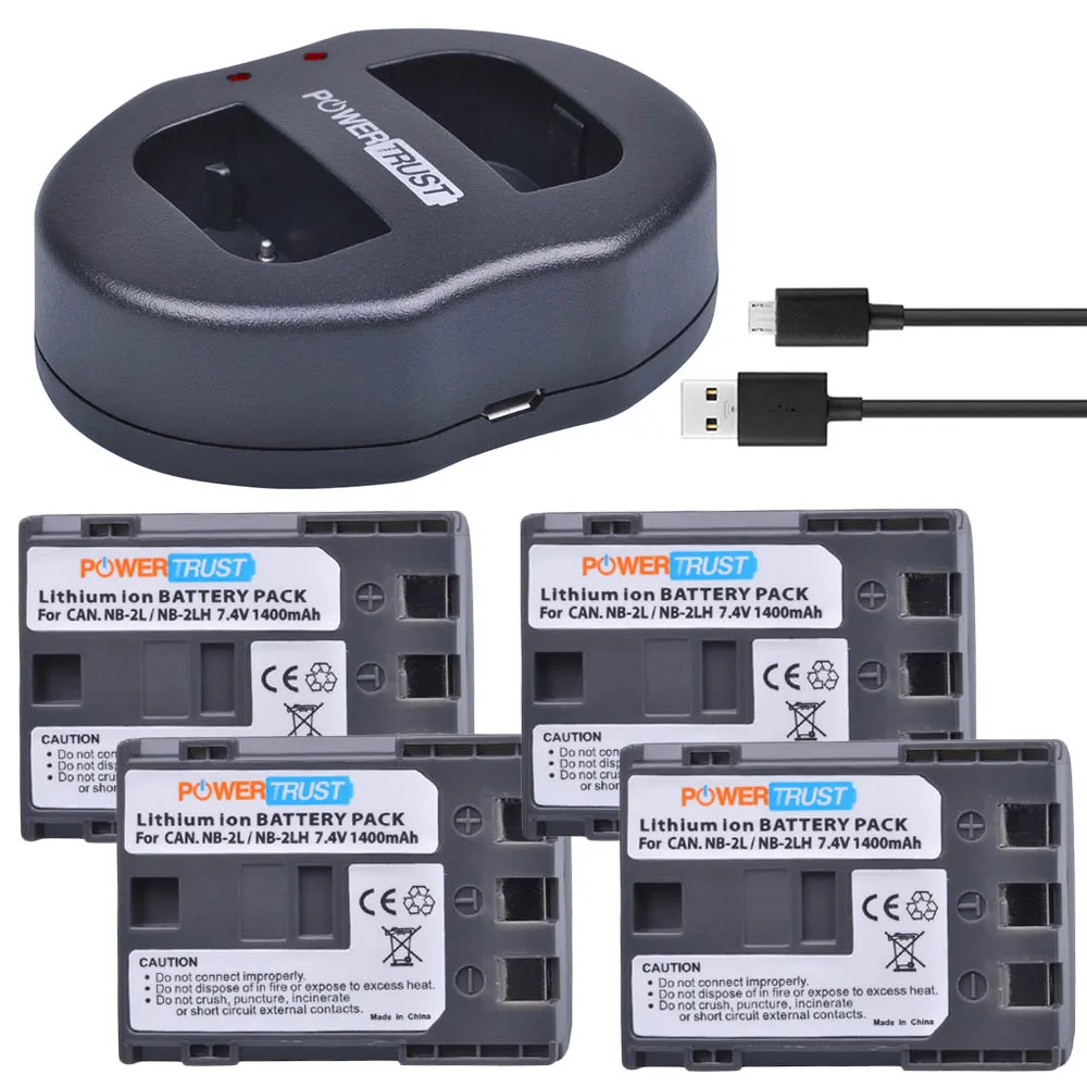 2 шт. 1400 мАч NB-2L NB-2LH NB 2L NB2LH батарея+ двойной USB зарядное устройство для Canon EOS 400D S80 S70 S50 S60 350D G7 G9 Kiss N X Rebel XT - Цвет: 4Battery and Charger