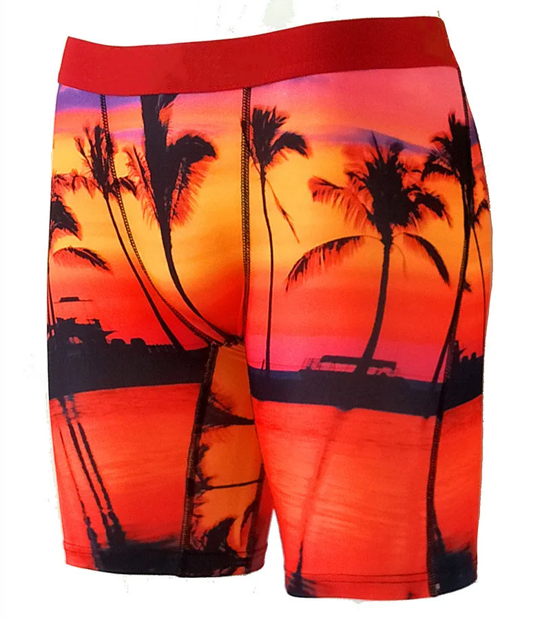 Men's Underwear Printed Sports Tights Increase and Lengthen Fitness Running Boxer Briefs Ice Silk Mens Panties Breathable