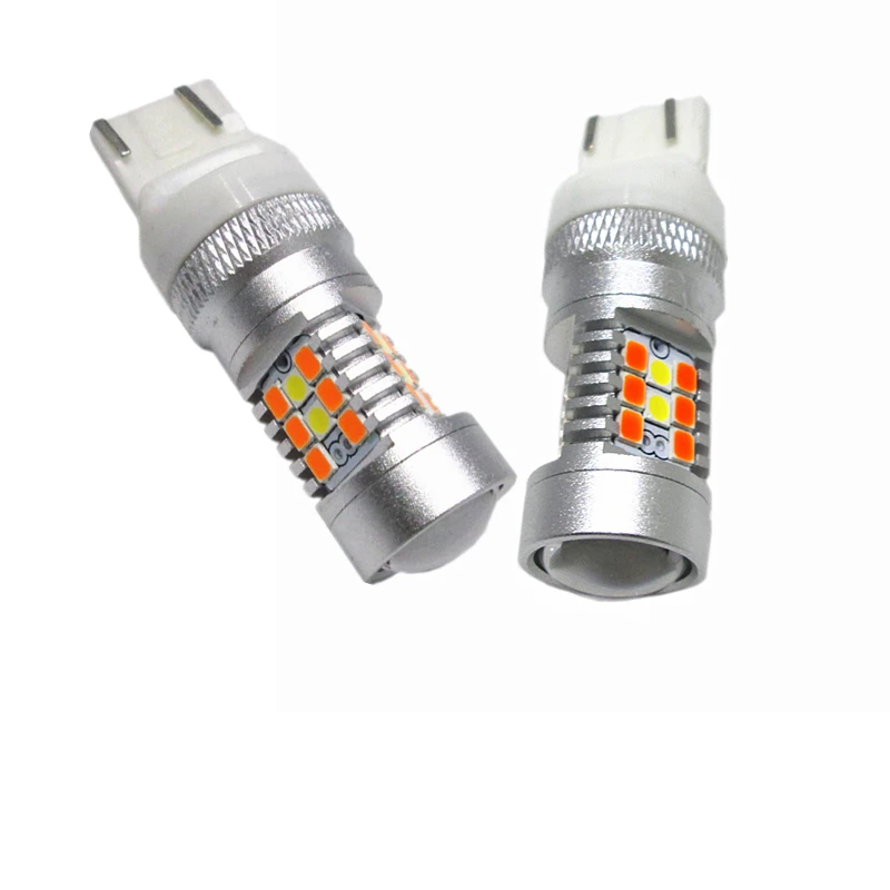 Комплект из 2 предметов двойной Цвет Белый/янтарный 28SMD T20 7443 28 Вт DRL супер яркий