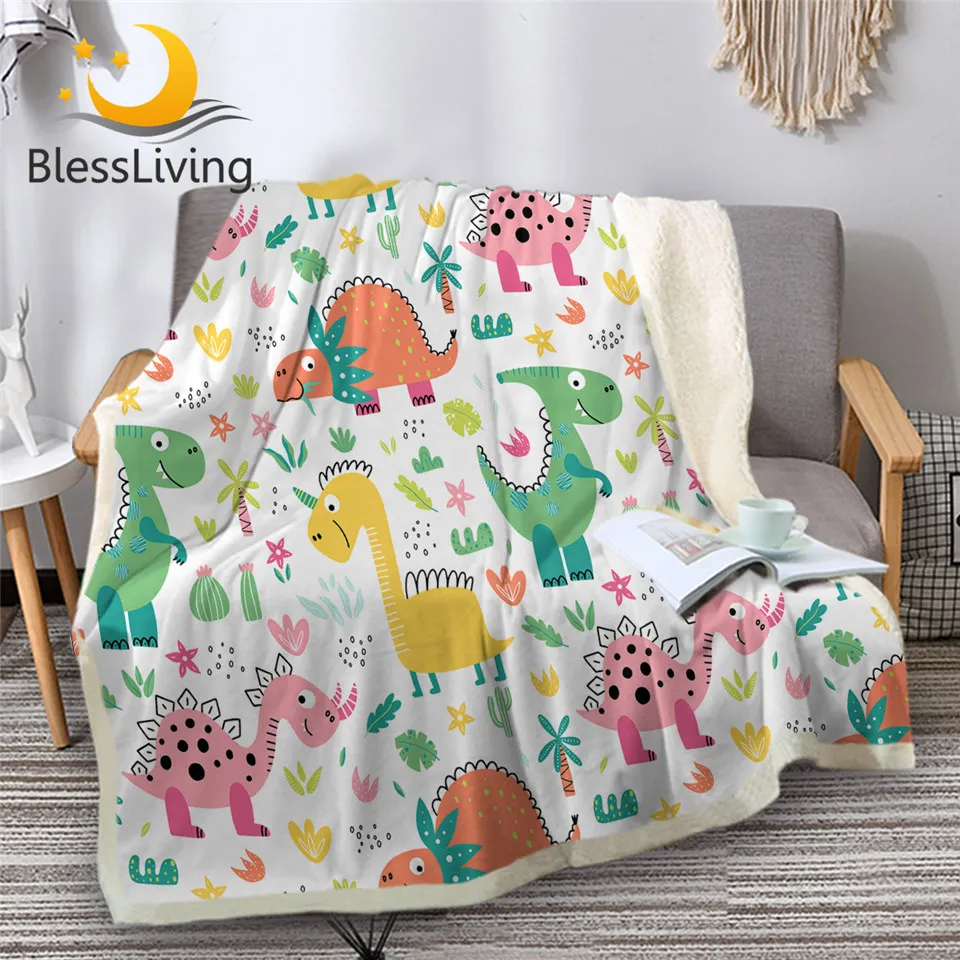 

Мягкое одеяло с динозаврами BlessLiving, детское одеяло из шерпы с героями мультфильмов, разноцветное милое детское плюшевое одеяло для кровати, ...