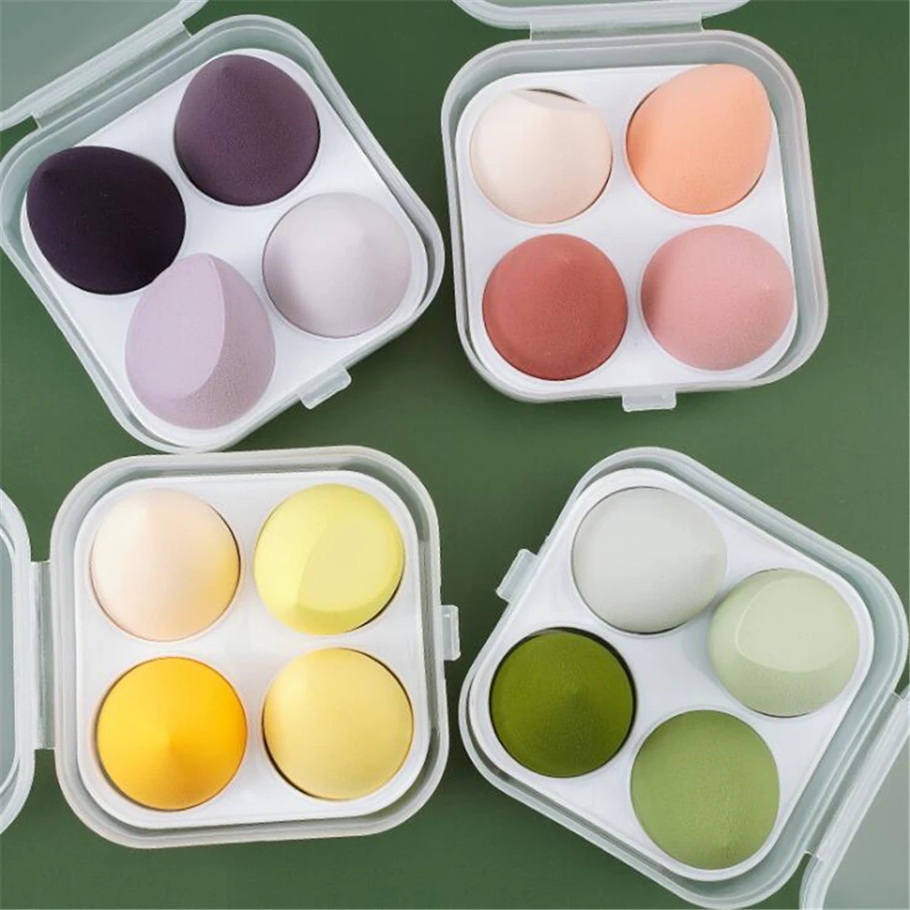

4pcs Makeup Blender Cosmetic Puff Makeup Sponge with Storage Box Foundation Powder Sponge Beauty Tools Women Make Up Accessories