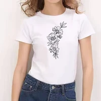 2021 new women t shirts female tops tee flowers graphic print white t shirts oversized girls t shirts fashion streetwears