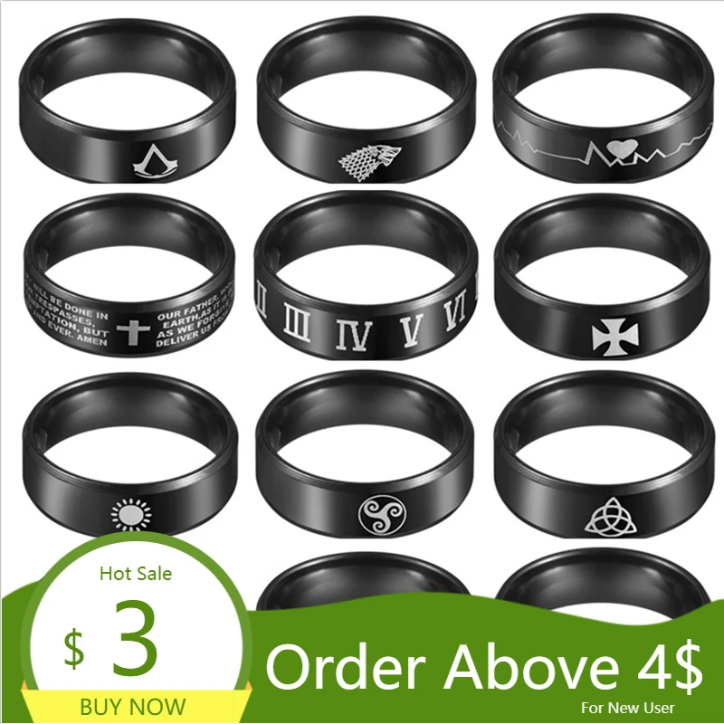 Visisap Скелет крест Лев черный Нержавеющая сталь кольца для мужчин Для женщин