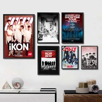 kpop ikonight korean mens band high definition wall stickers white poster home decoration for livingroom bedroom home art brand