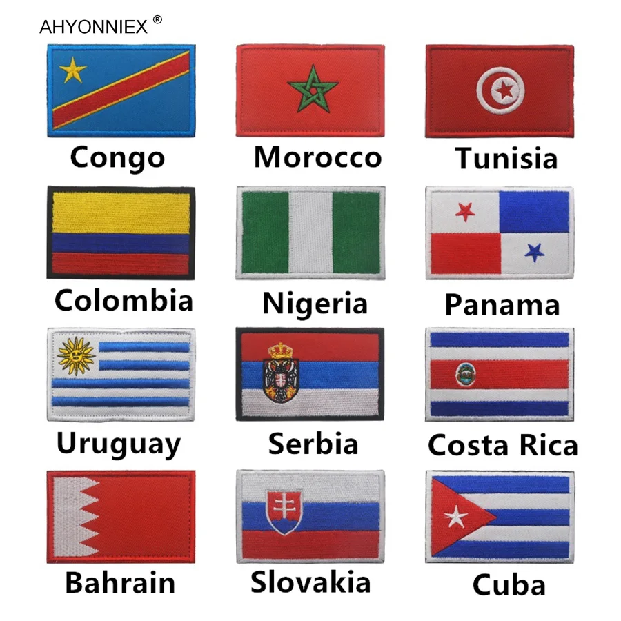 

1PC Cuba Slovakia Colombia Serbia Uruguay Nigeria Costa Rica Embroidered Badge Flag Patches for Clothes Backpack Sew On Stickers