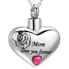 K001 Mom Love You Forever сердечко Кремация ювелирное изделие для кулон с пеплом медальон из нержавеющей стали памятный сувенир, мемориальная урна ожерелье