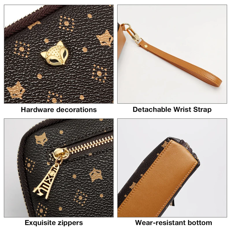 FOXER Women Printing Clutch Bag PVC Leather Cosmetic Bag Lady Money Bag Storage Female Long Clutch Wallet Classic Phone Purse